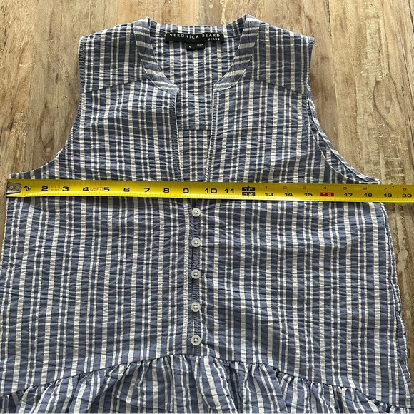 Veronica Beard Blue and White Striped Top - Picture 6 of 9